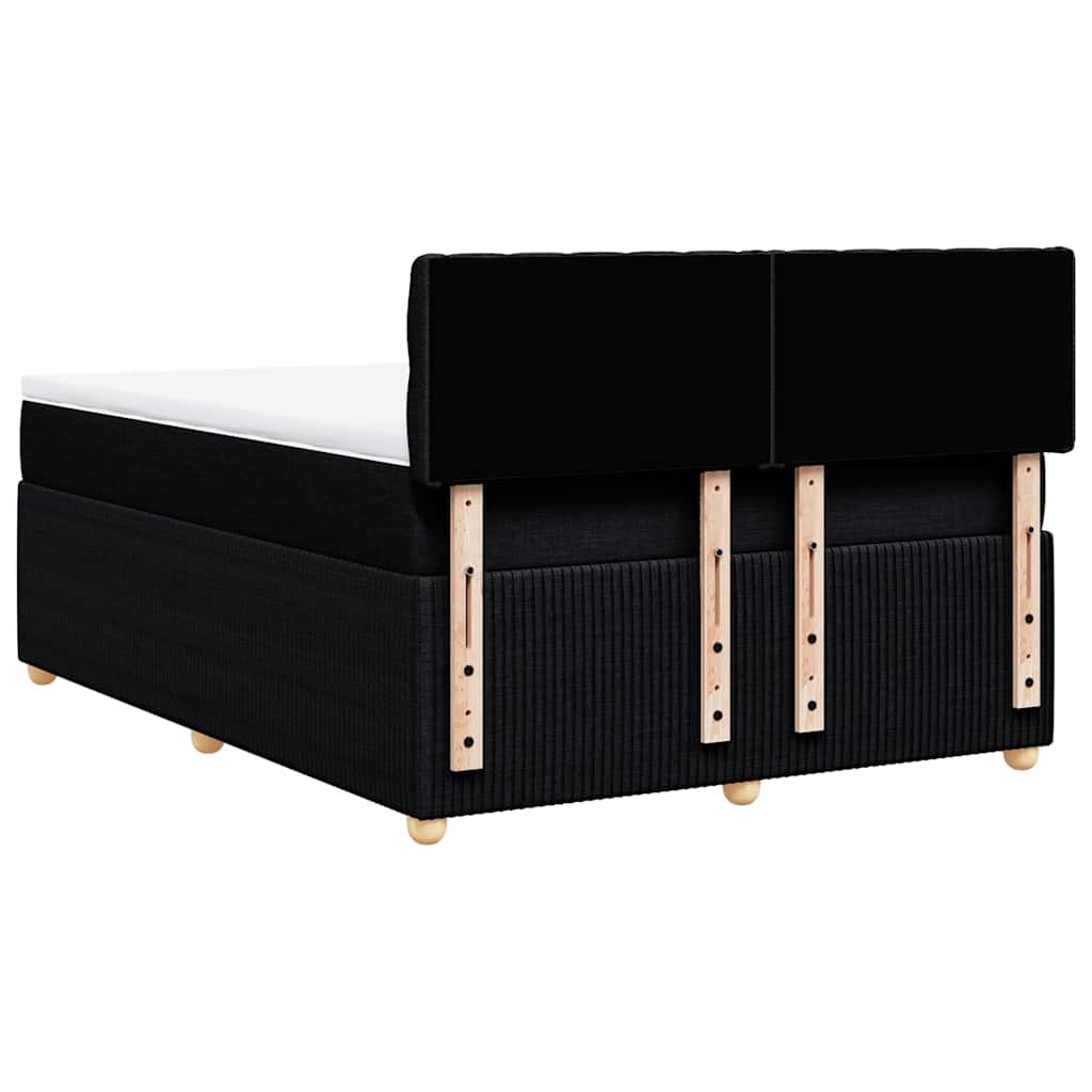 vidaXL Κρεβάτι Boxspring με Στρώμα Μαύρο 140x190 εκ. Υφασμάτινο