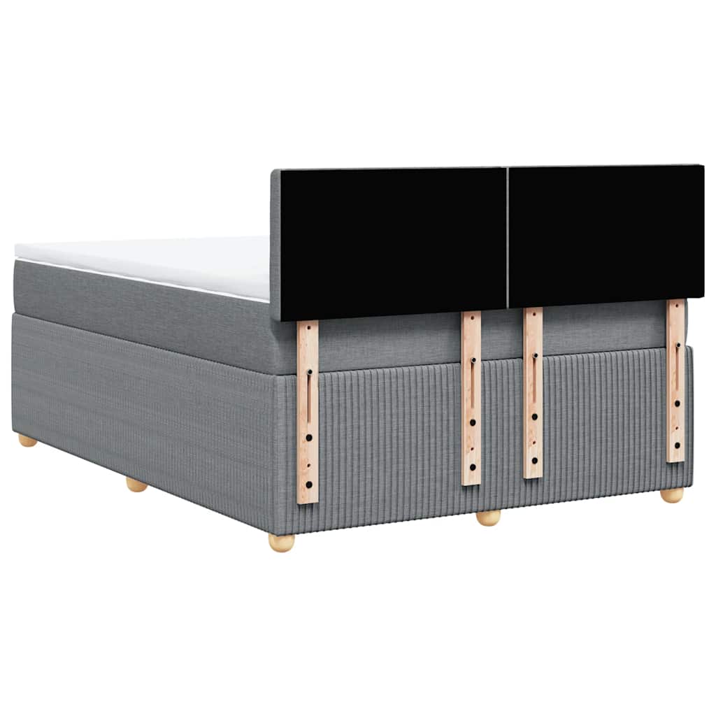 vidaXL Κρεβάτι Boxspring με Στρώμα Ανοιχτό Γκρι 140x190 εκ. Υφασμάτινο