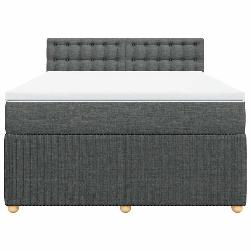 vidaXL Κρεβάτι Boxspring με Στρώμα Σκούρο Γκρι 140x190 εκ. Υφασμάτινο