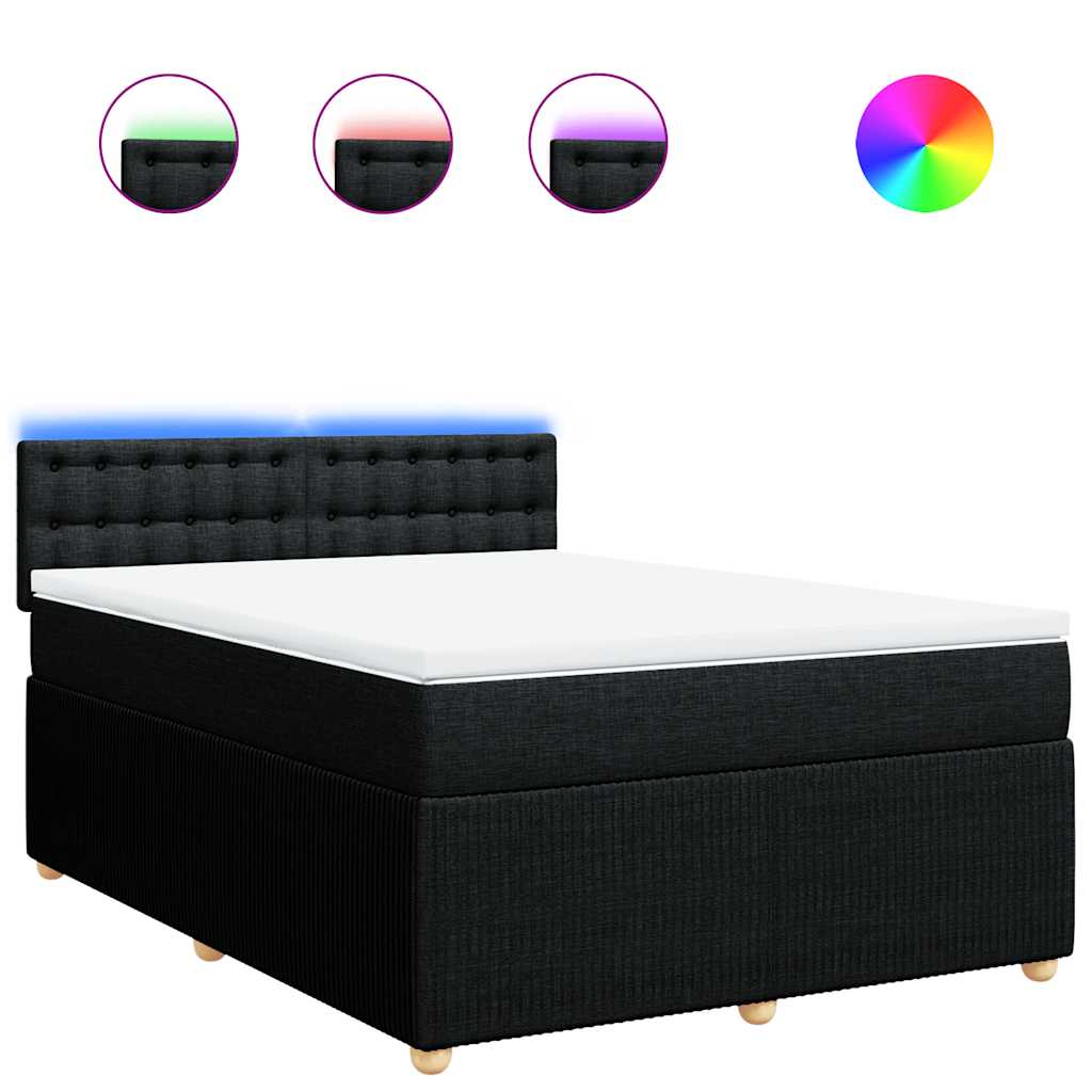 vidaXL Κρεβάτι Boxspring με Στρώμα Μαύρο 140x190 εκ. Υφασμάτινο