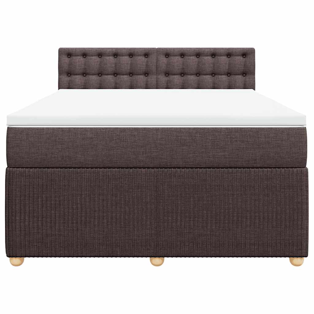 vidaXL Κρεβάτι Boxspring με Στρώμα Σκούρο Καφέ 140x190 εκ. Υφασμάτινο