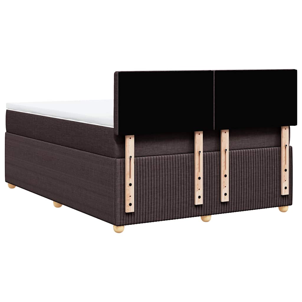 vidaXL Κρεβάτι Boxspring με Στρώμα Σκούρο Καφέ 140x190 εκ. Υφασμάτινο