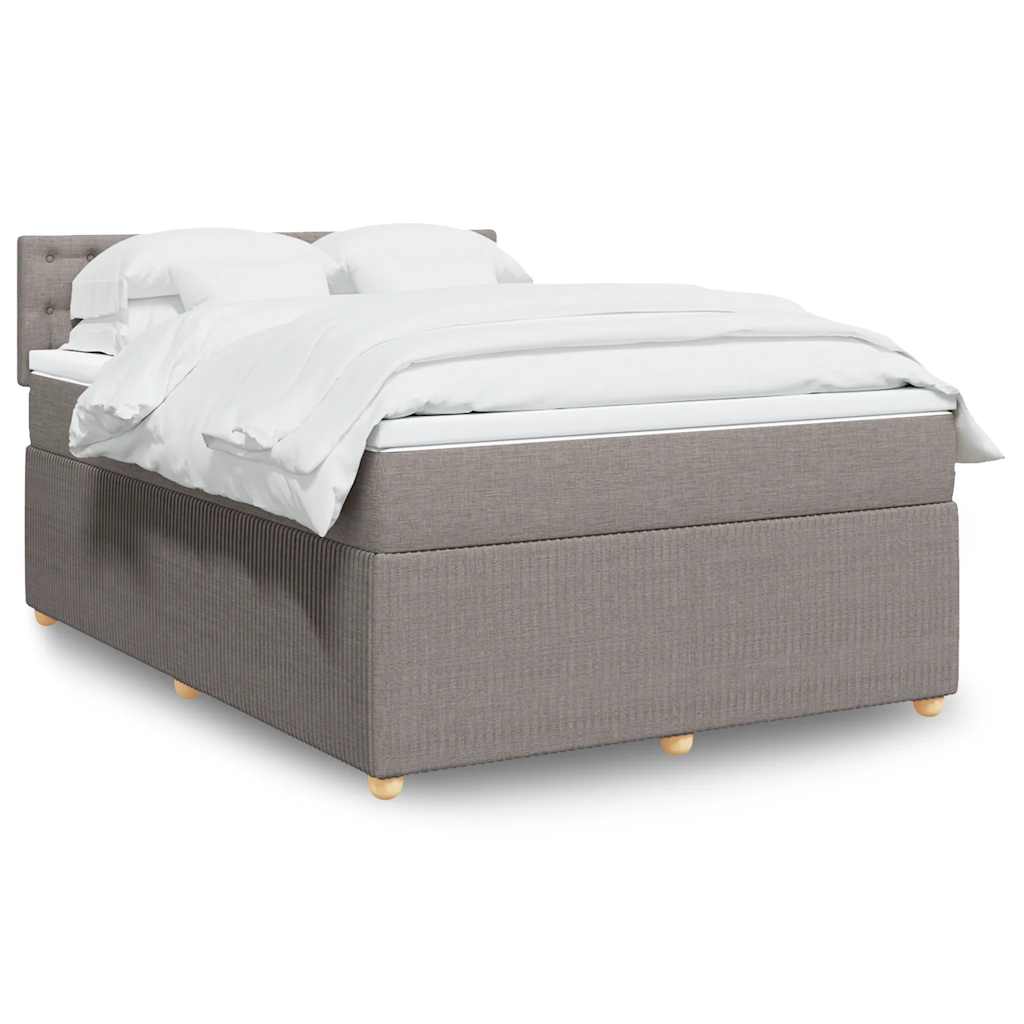 vidaXL Κρεβάτι Boxspring με Στρώμα Taupe 140x190 εκ. Υφασμάτινο