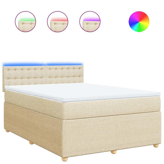 vidaXL Κρεβάτι Boxspring με Στρώμα Κρεμ 140x190 εκ. Υφασμάτινο