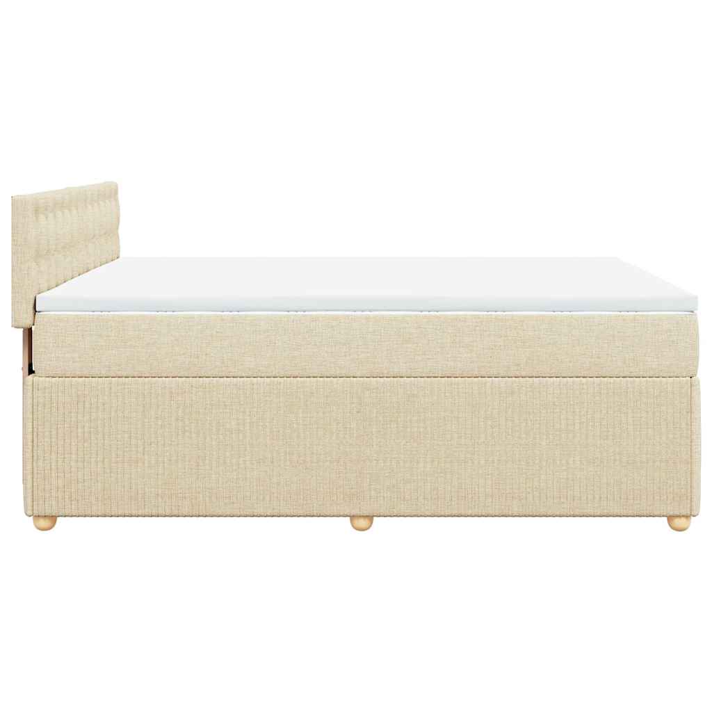 vidaXL Κρεβάτι Boxspring με Στρώμα Κρεμ 140x190 εκ. Υφασμάτινο