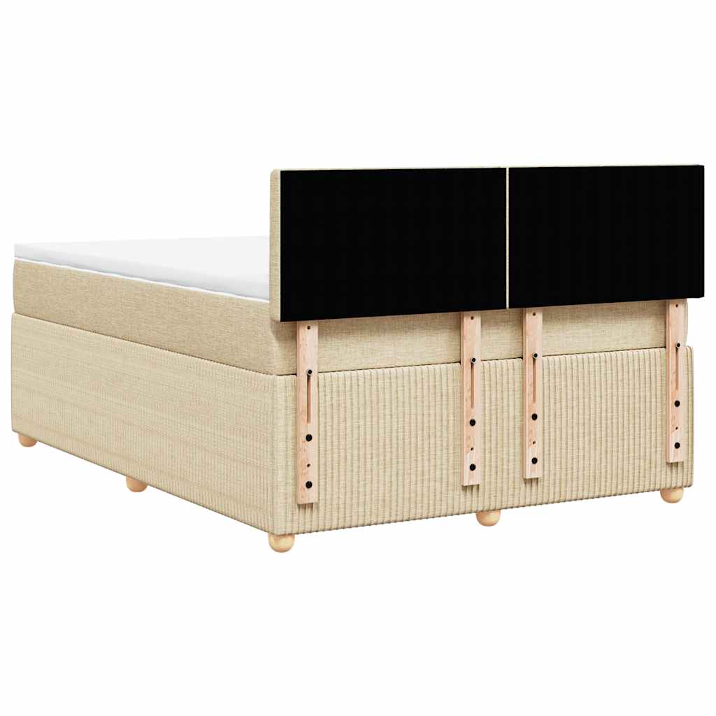 vidaXL Κρεβάτι Boxspring με Στρώμα Κρεμ 140x190 εκ. Υφασμάτινο