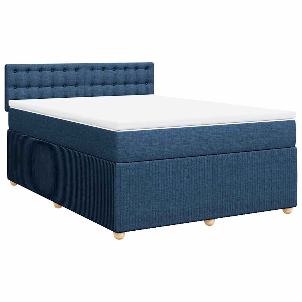 vidaXL Κρεβάτι Boxspring με Στρώμα Μπλε 140x190 εκ. Υφασμάτινο