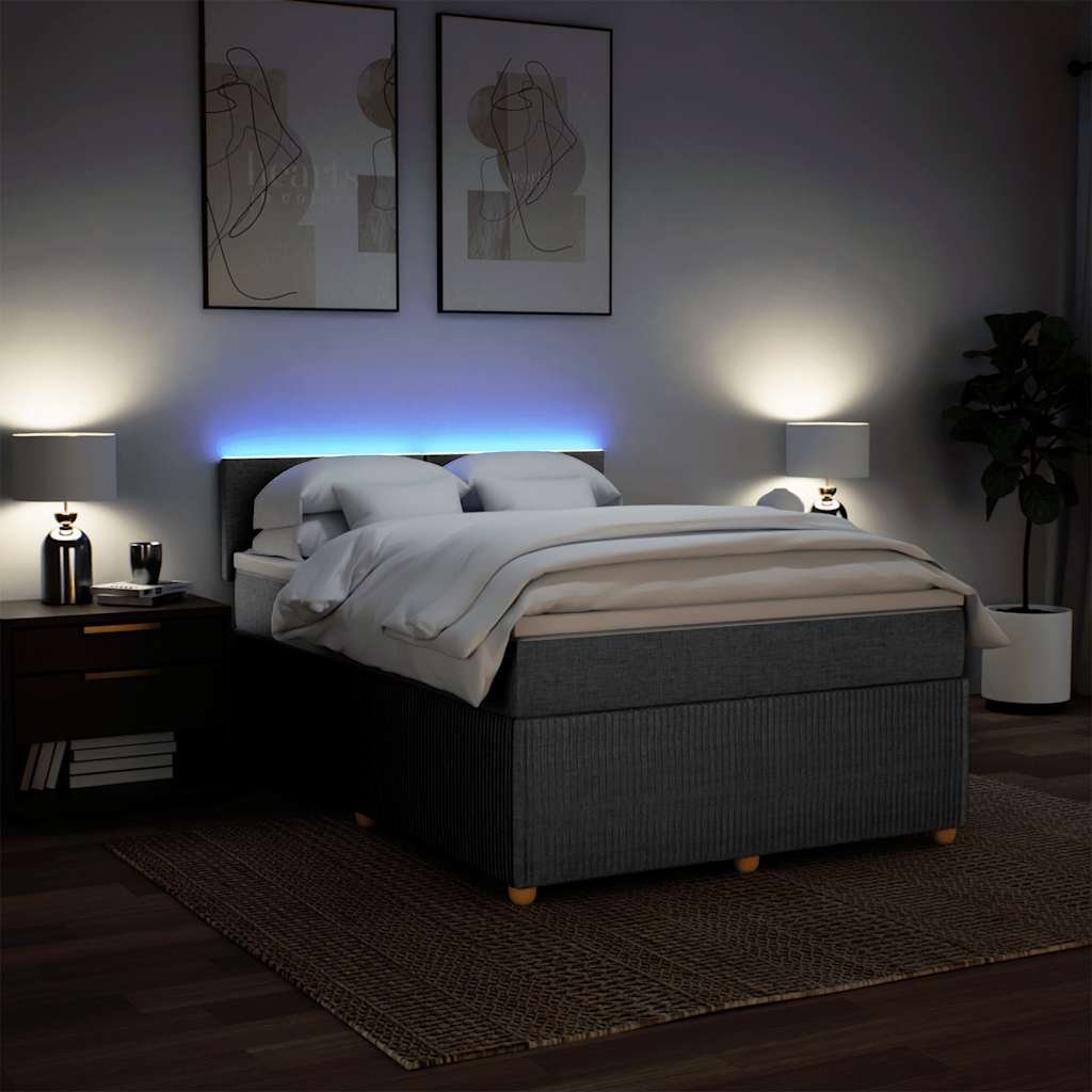 vidaXL Κρεβάτι Boxspring με Στρώμα Ανοιχτό Γκρι 140x200 εκ. Υφασμάτινο