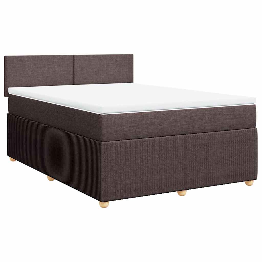 vidaXL Κρεβάτι Boxspring με Στρώμα Σκούρο Καφέ 140x200 εκ Υφασμάτινο