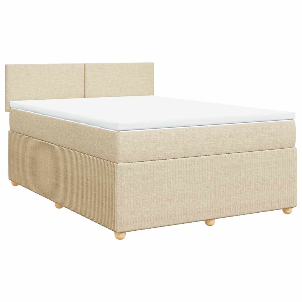 vidaXL Κρεβάτι Boxspring με Στρώμα Κρεμ 140x200 εκ. Υφασμάτινο