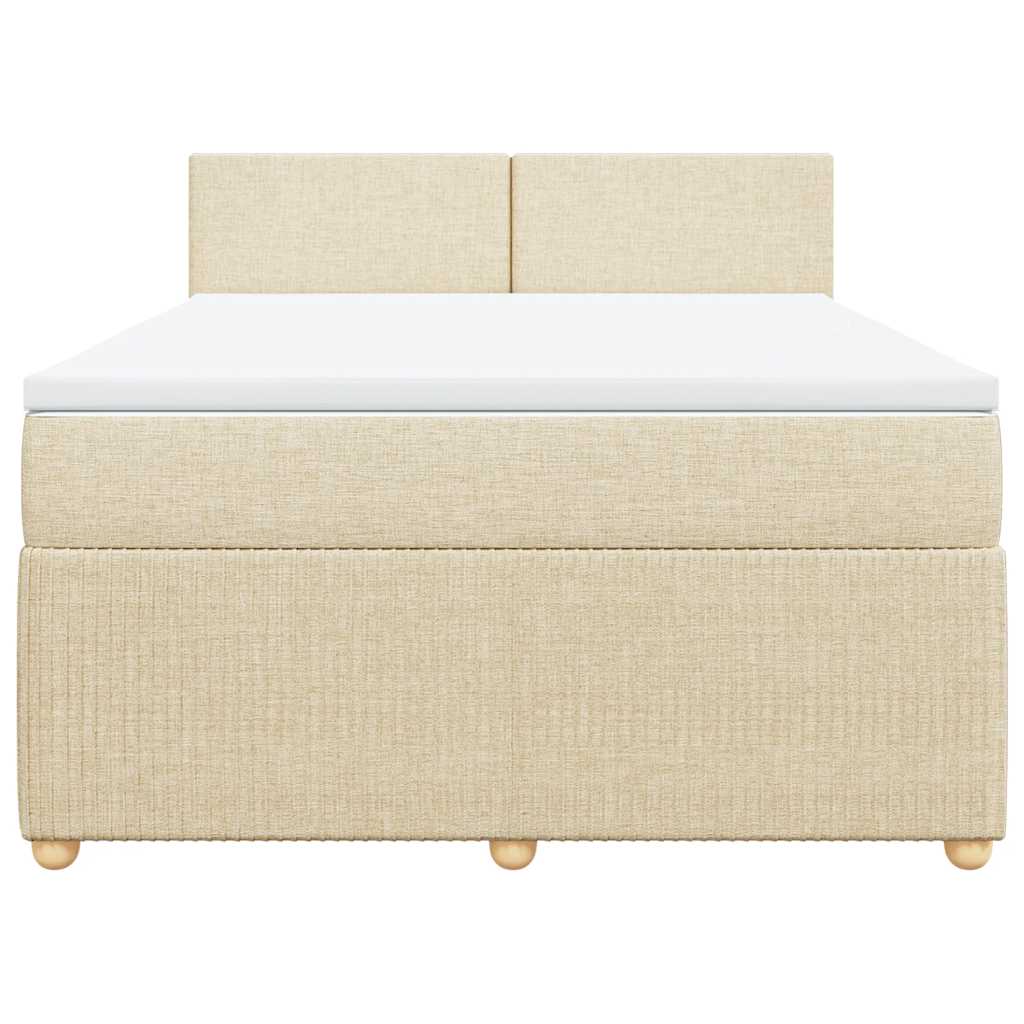 vidaXL Κρεβάτι Boxspring με Στρώμα Κρεμ 140x200 εκ. Υφασμάτινο
