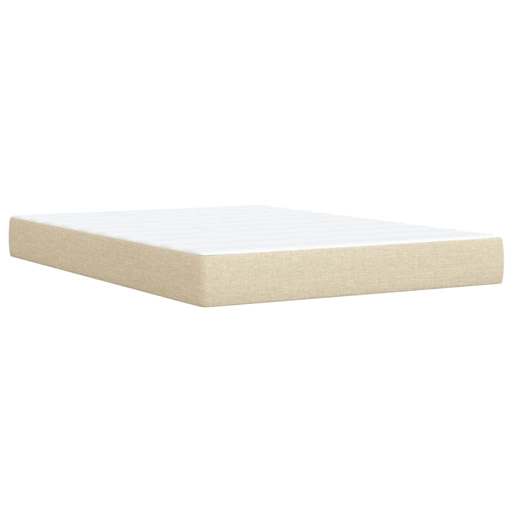 vidaXL Κρεβάτι Boxspring με Στρώμα Κρεμ 140x200 εκ. Υφασμάτινο