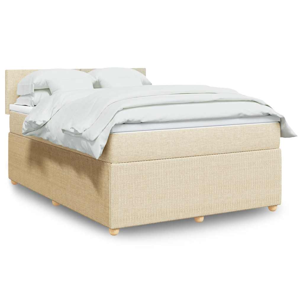 vidaXL Κρεβάτι Boxspring με Στρώμα Κρεμ 140x200 εκ. Υφασμάτινο