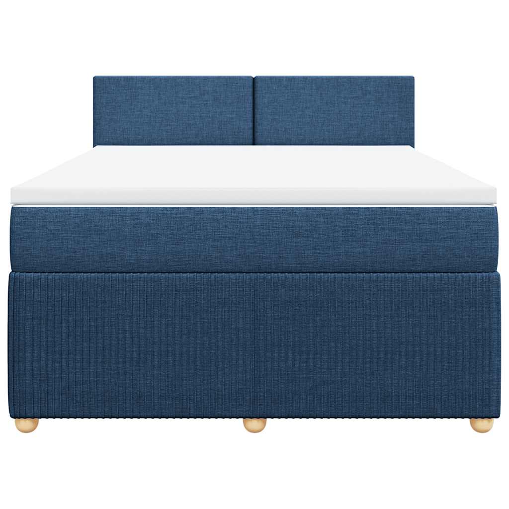 vidaXL Κρεβάτι Boxspring με Στρώμα Μπλε 140x200 εκ. Υφασμάτινο