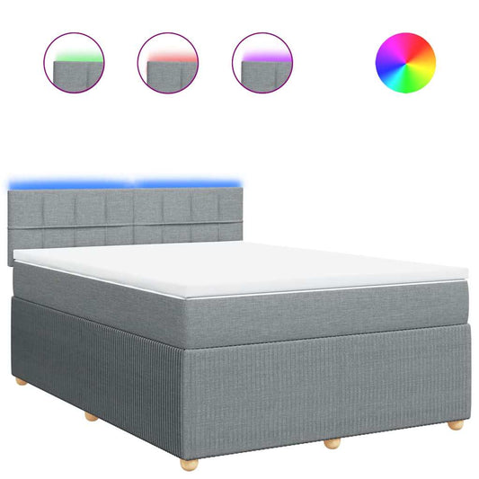 vidaXL Κρεβάτι Boxspring με Στρώμα Ανοιχτό Γκρι 140x200 εκ. Υφασμάτινο