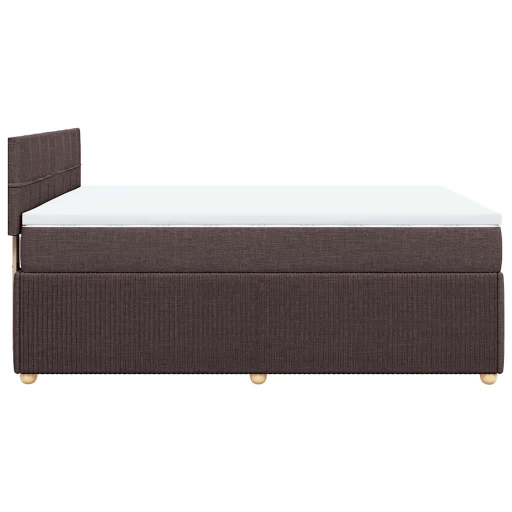 vidaXL Κρεβάτι Boxspring με Στρώμα Σκούρο Καφέ 140x200 εκ Υφασμάτινο