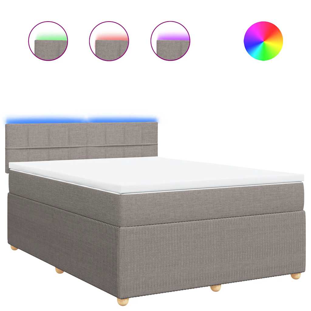 vidaXL Κρεβάτι Boxspring με Στρώμα Taupe 140x200 εκ. Υφασμάτινο