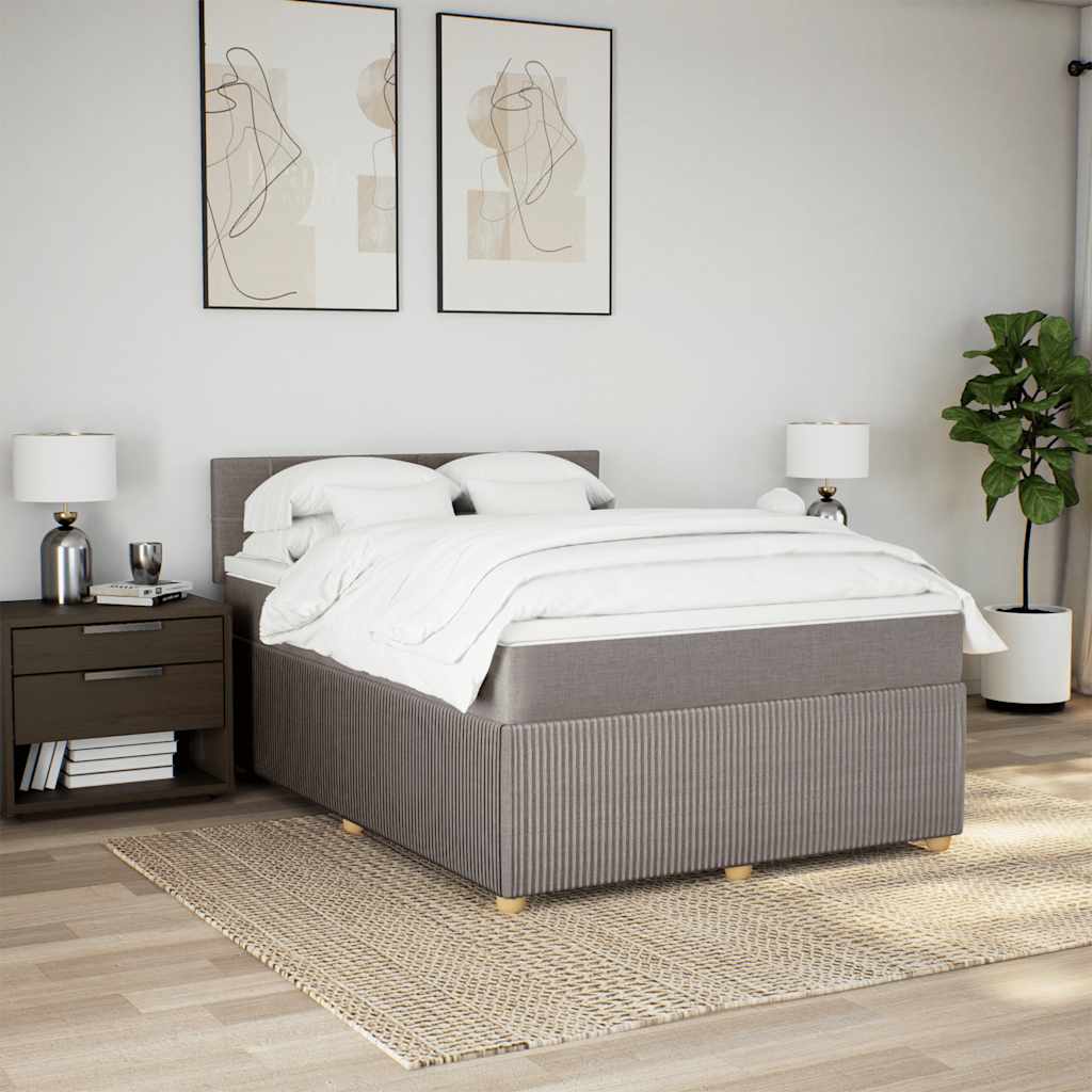 vidaXL Κρεβάτι Boxspring με Στρώμα Taupe 140x200 εκ. Υφασμάτινο