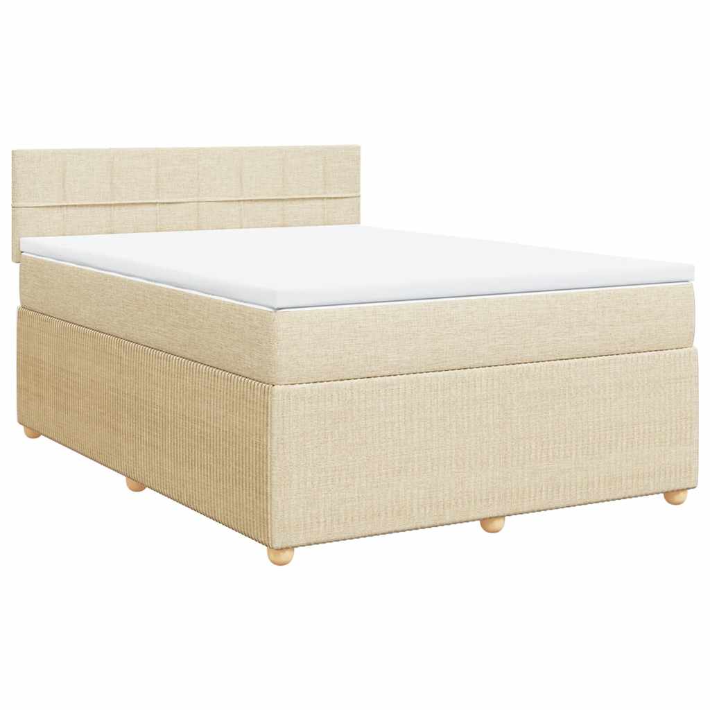 vidaXL Κρεβάτι Boxspring με Στρώμα Κρεμ 140x200 εκ. Υφασμάτινο
