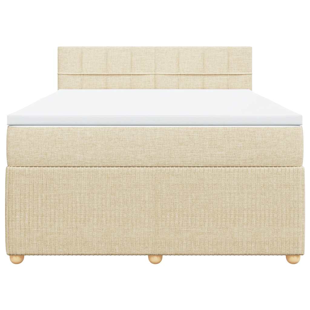 vidaXL Κρεβάτι Boxspring με Στρώμα Κρεμ 140x200 εκ. Υφασμάτινο