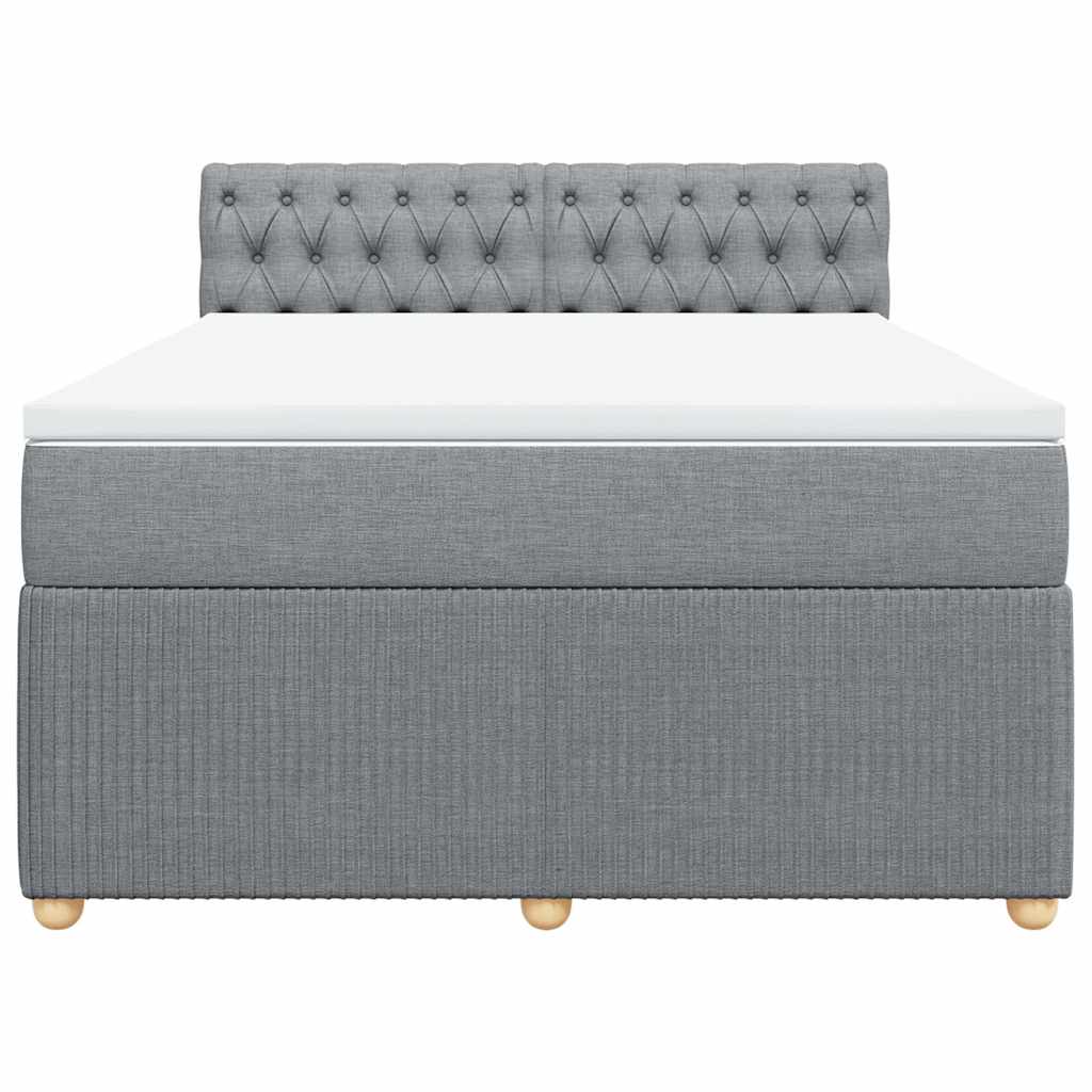 vidaXL Κρεβάτι Boxspring με Στρώμα Ανοιχτό Γκρι 140x200 εκ. Υφασμάτινο