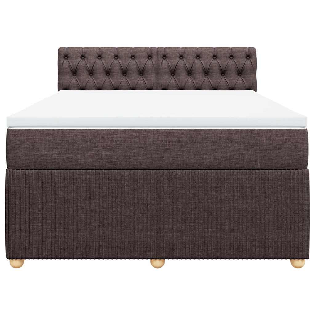 vidaXL Κρεβάτι Boxspring με Στρώμα Σκούρο Καφέ 140x200 εκ Υφασμάτινο
