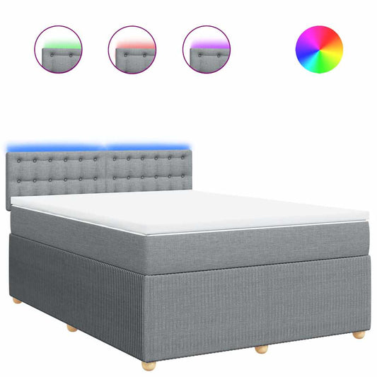 vidaXL Κρεβάτι Boxspring με Στρώμα Ανοιχτό Γκρι 140x200 εκ. Υφασμάτινο
