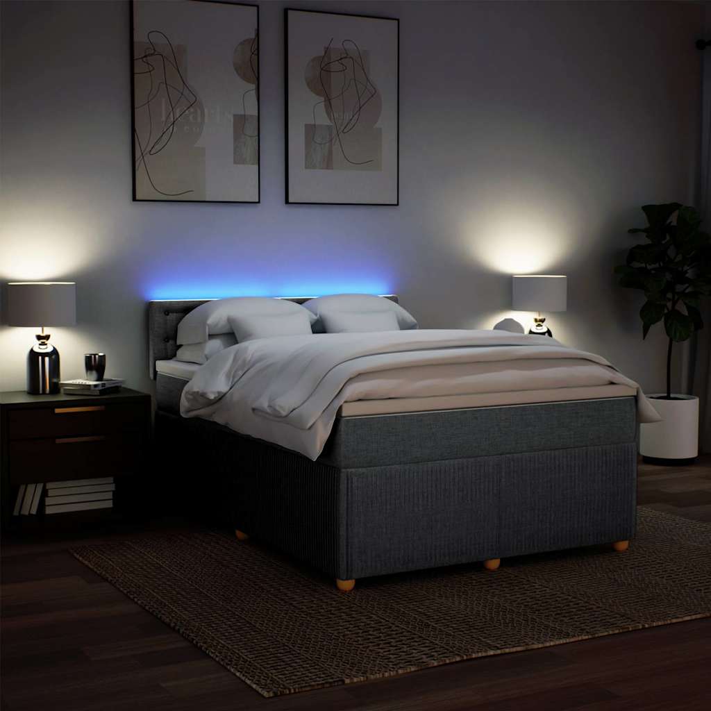 vidaXL Κρεβάτι Boxspring με Στρώμα Ανοιχτό Γκρι 140x200 εκ. Υφασμάτινο