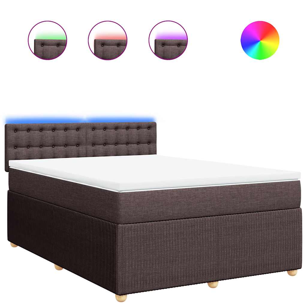 vidaXL Κρεβάτι Boxspring με Στρώμα Σκούρο Καφέ 140x200 εκ Υφασμάτινο