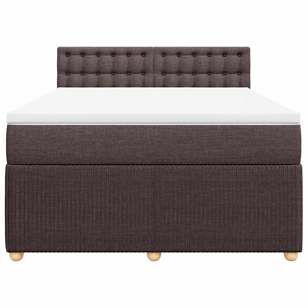 vidaXL Κρεβάτι Boxspring με Στρώμα Σκούρο Καφέ 140x200 εκ Υφασμάτινο