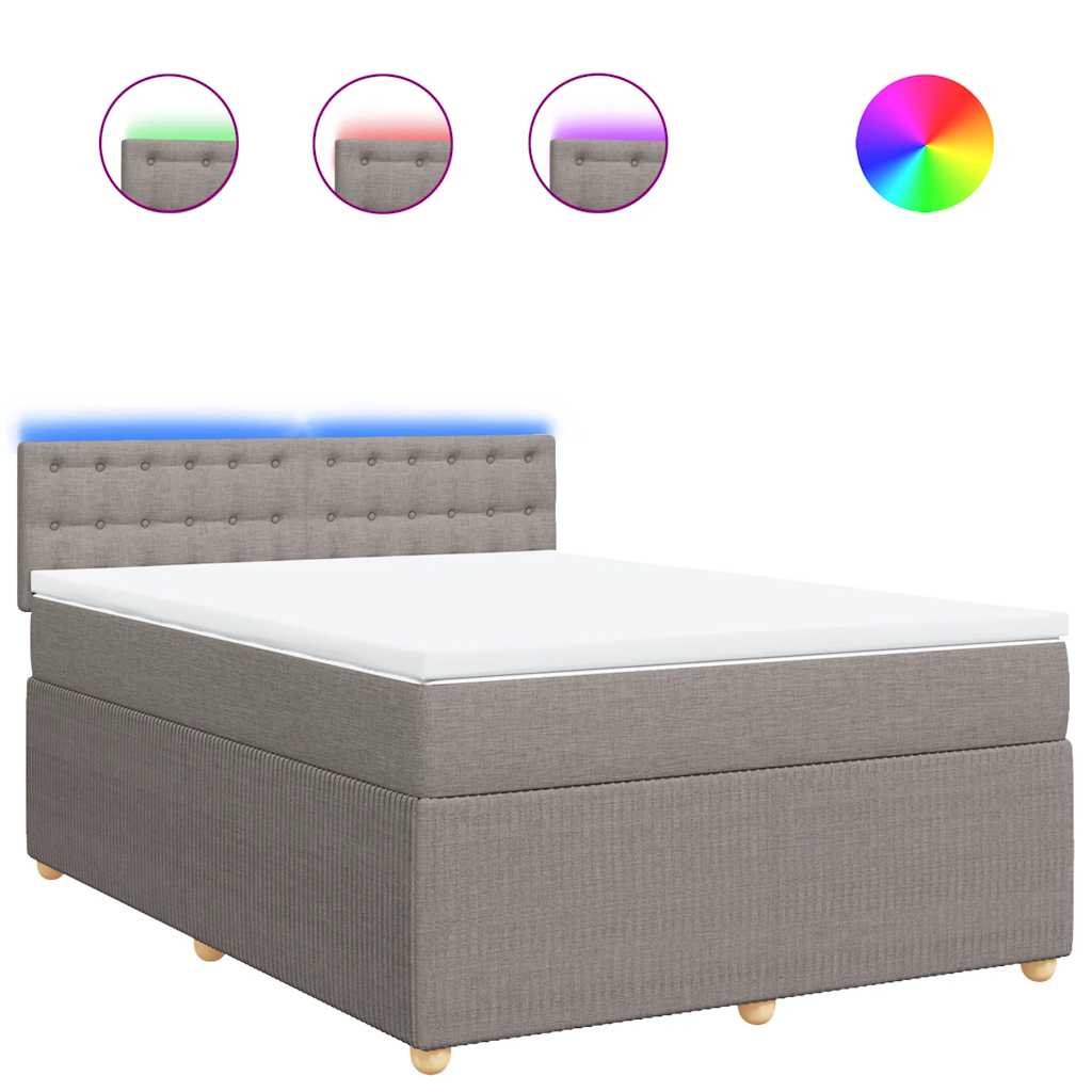 vidaXL Κρεβάτι Boxspring με Στρώμα Taupe 140x200 εκ. Υφασμάτινο