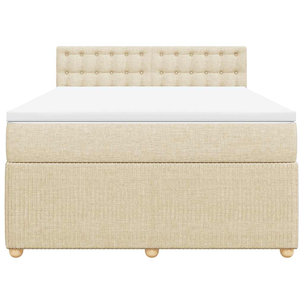 vidaXL Κρεβάτι Boxspring με Στρώμα Κρεμ 140x200 εκ. Υφασμάτινο