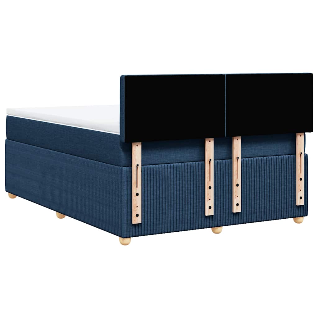 vidaXL Κρεβάτι Boxspring με Στρώμα Μπλε 140x200 εκ. Υφασμάτινο