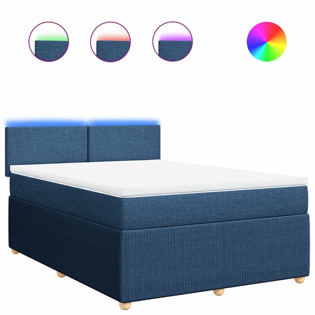 vidaXL Κρεβάτι Boxspring με Στρώμα Μπλε 160x200 εκ. Υφασμάτινο