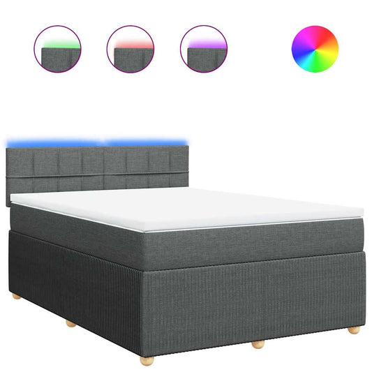 vidaXL Κρεβάτι Boxspring με Στρώμα Σκούρο Γκρι 160x200 εκ Υφασμάτινο