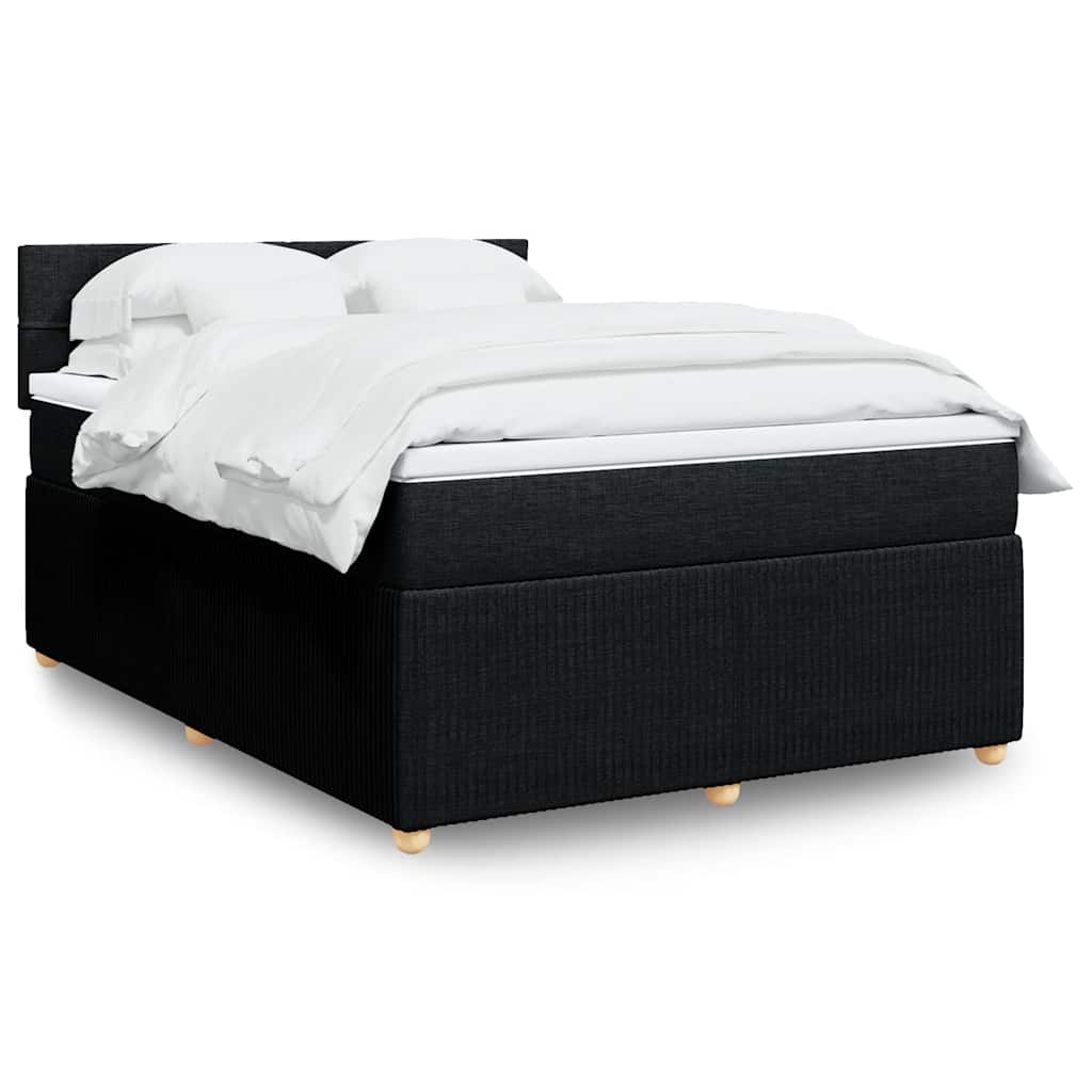 vidaXL Κρεβάτι Boxspring με Στρώμα Μαύρο 160x200 εκ. Υφασμάτινο