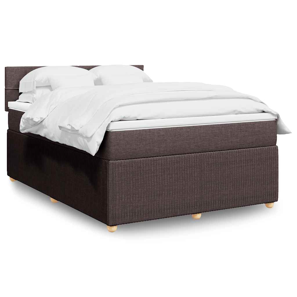 vidaXL Κρεβάτι Boxspring με Στρώμα Σκούρο Καφέ 160x200 εκ Υφασμάτινο