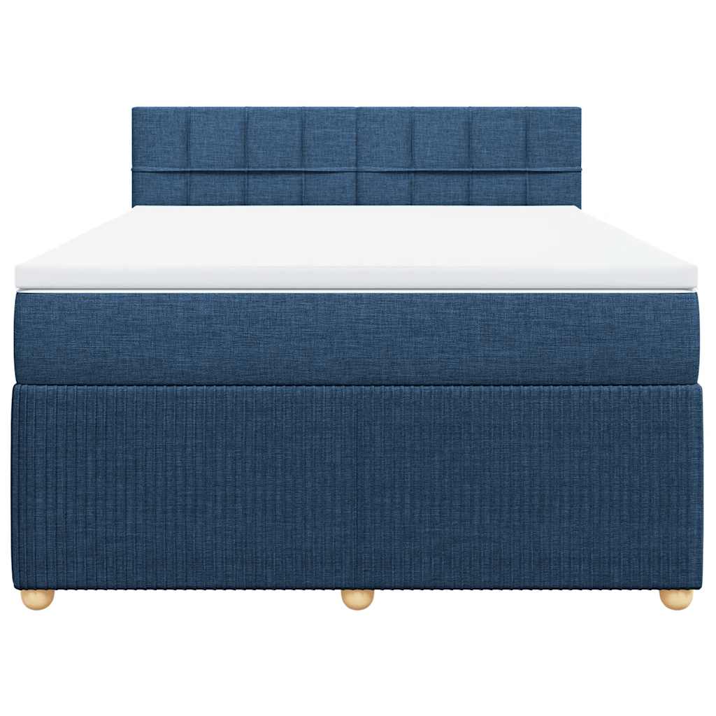 vidaXL Κρεβάτι Boxspring με Στρώμα Μπλε 160x200 εκ. Υφασμάτινο