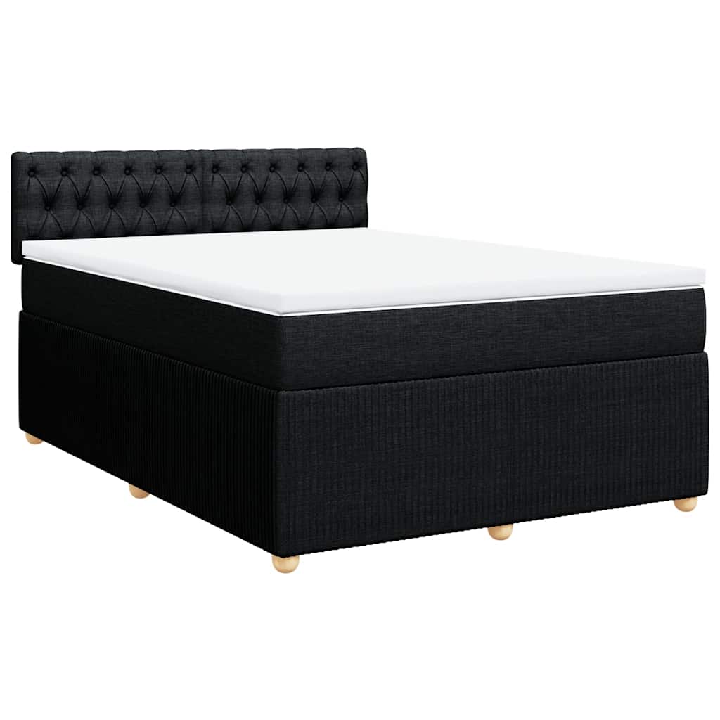 vidaXL Κρεβάτι Boxspring με Στρώμα Μαύρο 160x200 εκ. Υφασμάτινο