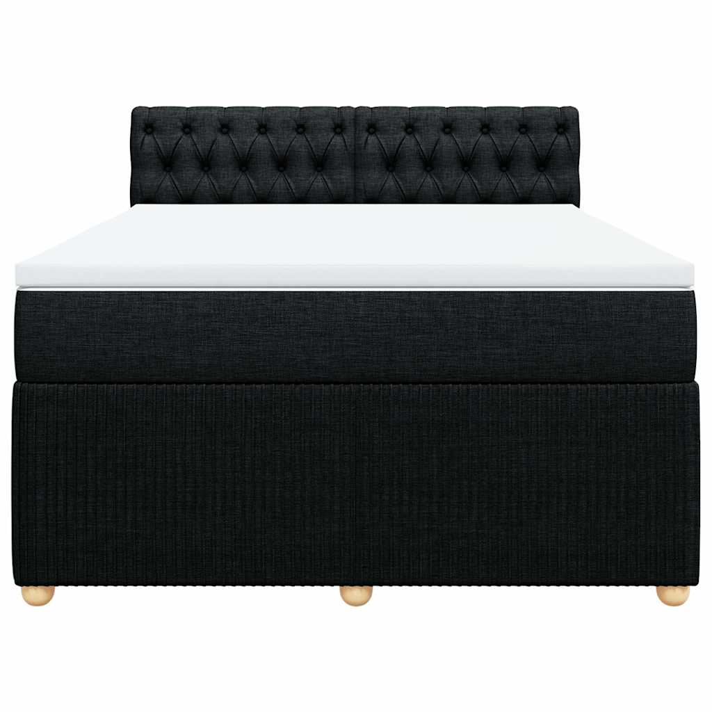 vidaXL Κρεβάτι Boxspring με Στρώμα Μαύρο 160x200 εκ. Υφασμάτινο