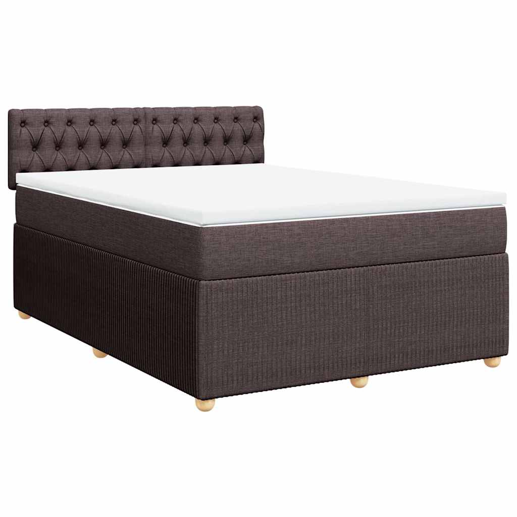 vidaXL Κρεβάτι Boxspring με Στρώμα Σκούρο Καφέ 160x200 εκ Υφασμάτινο
