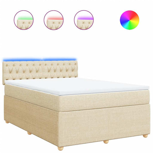vidaXL Κρεβάτι Boxspring με Στρώμα Κρεμ 160x200 εκ. Υφασμάτινο