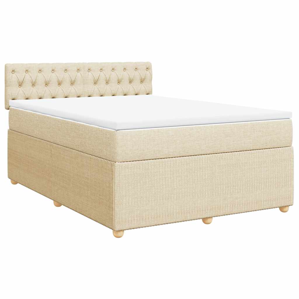 vidaXL Κρεβάτι Boxspring με Στρώμα Κρεμ 160x200 εκ. Υφασμάτινο