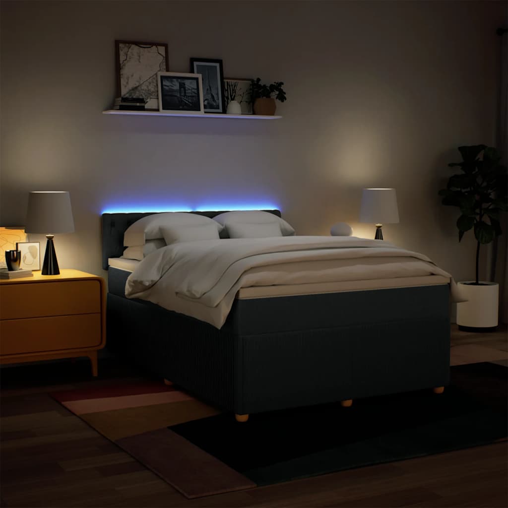 vidaXL Κρεβάτι Boxspring με Στρώμα Μπλε 160x200 εκ. Υφασμάτινο