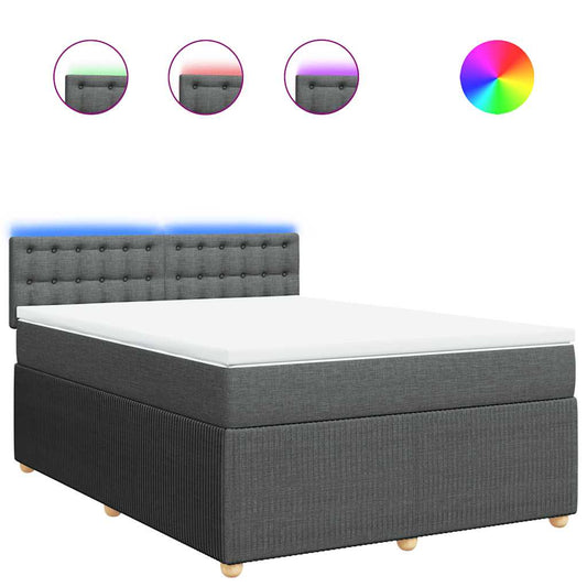 vidaXL Κρεβάτι Boxspring με Στρώμα Σκούρο Γκρι 160x200 εκ Υφασμάτινο