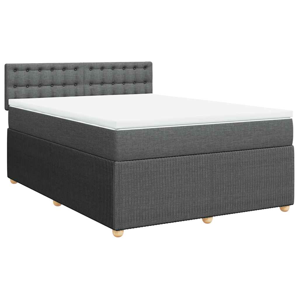 vidaXL Κρεβάτι Boxspring με Στρώμα Σκούρο Γκρι 160x200 εκ Υφασμάτινο