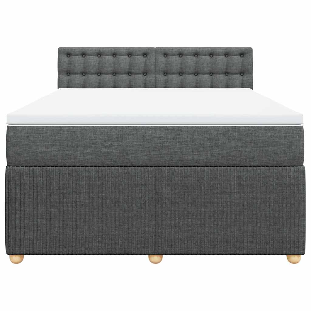 vidaXL Κρεβάτι Boxspring με Στρώμα Σκούρο Γκρι 160x200 εκ Υφασμάτινο
