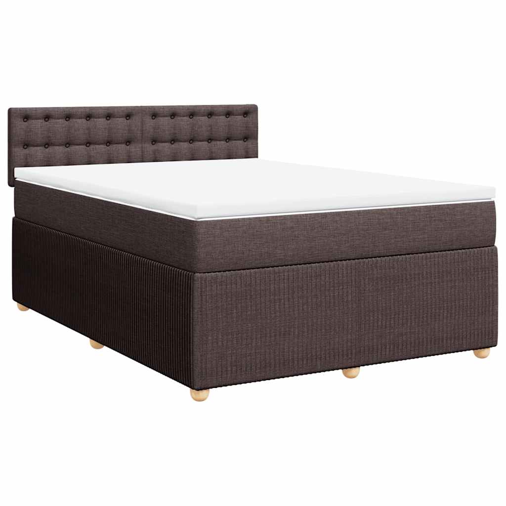 vidaXL Κρεβάτι Boxspring με Στρώμα Σκούρο Καφέ 160x200 εκ Υφασμάτινο