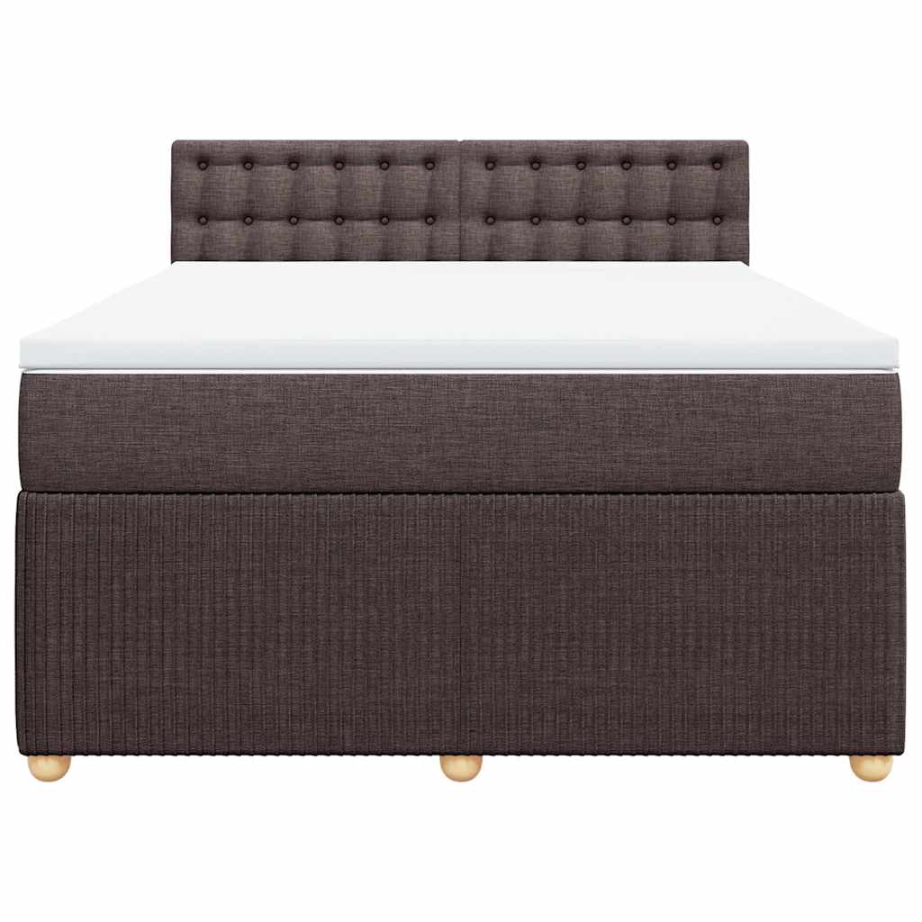 vidaXL Κρεβάτι Boxspring με Στρώμα Σκούρο Καφέ 160x200 εκ Υφασμάτινο