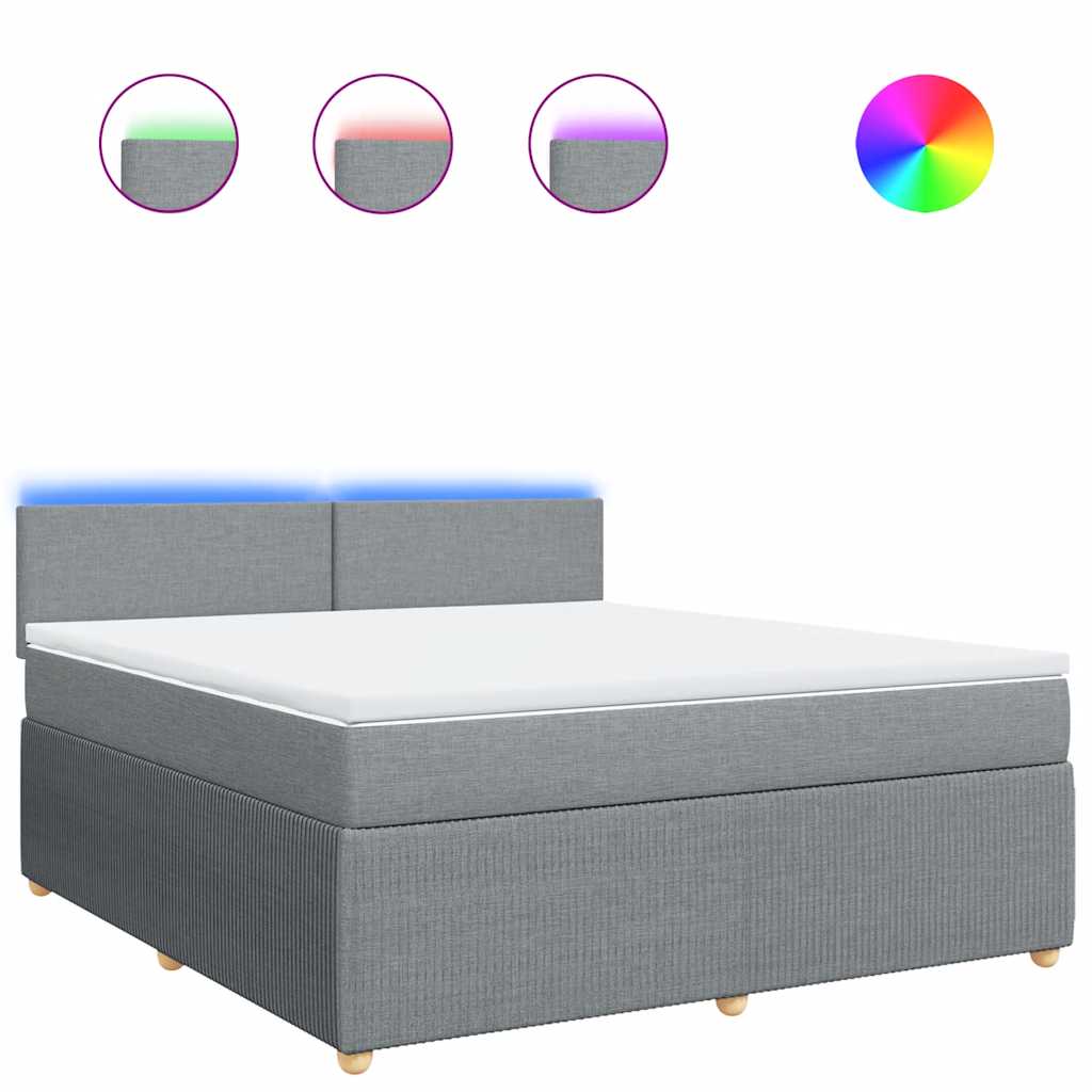 vidaXL Κρεβάτι Boxspring με Στρώμα Ανοιχτό Γκρι 180x200 εκ. Υφασμάτινο